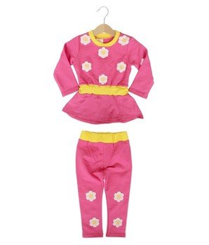 Flower Rample Tee Pant Pink 1