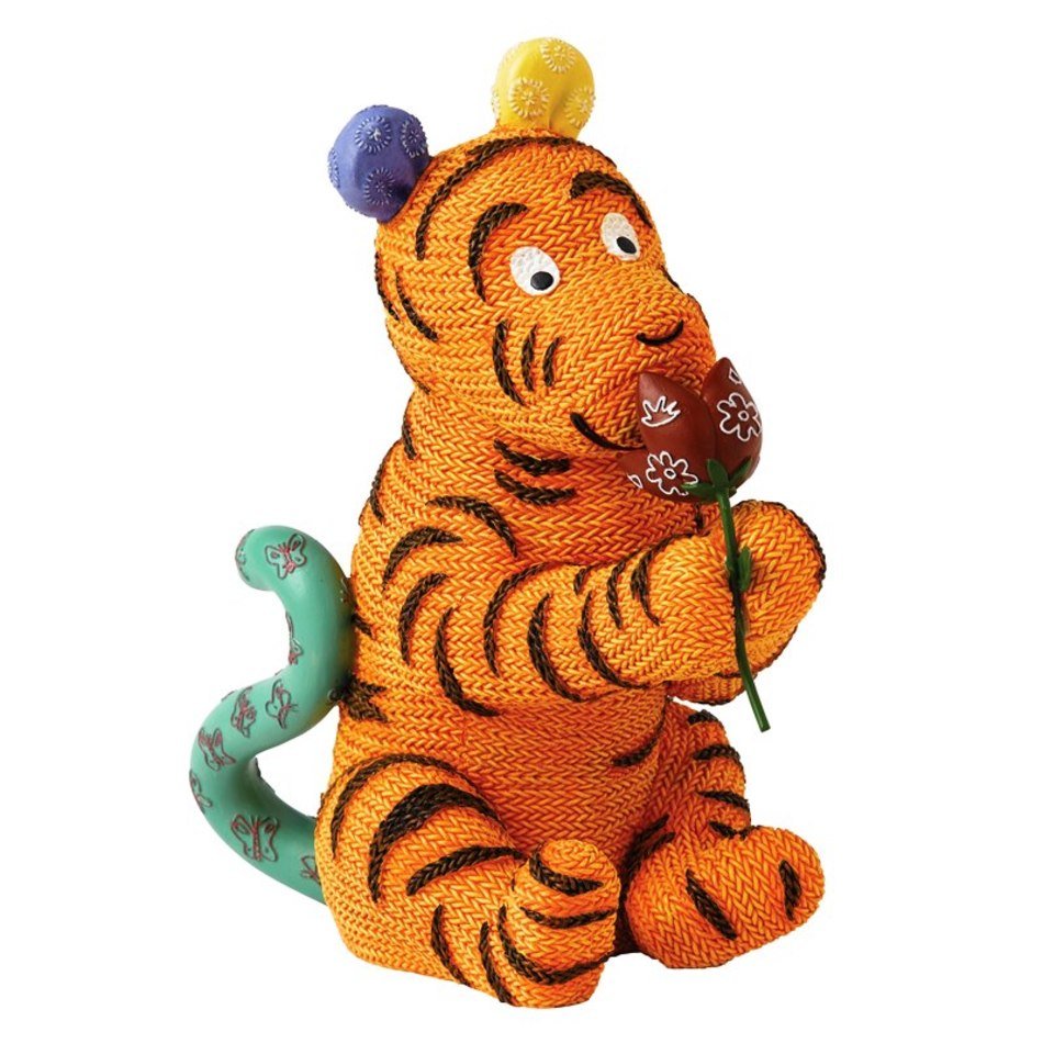 knitted tiger with a flower