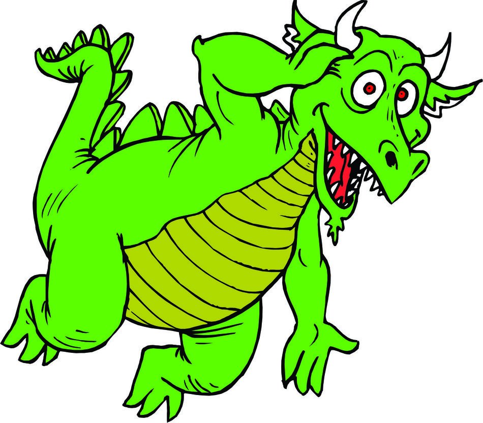 green dragon with horns
