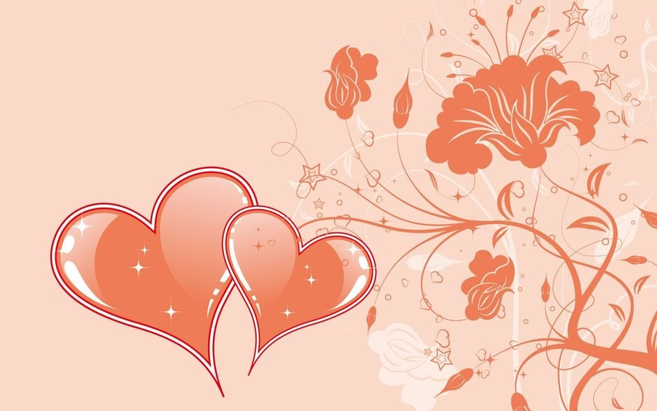 Valentine’’s Day, background witf Hearts and flowers