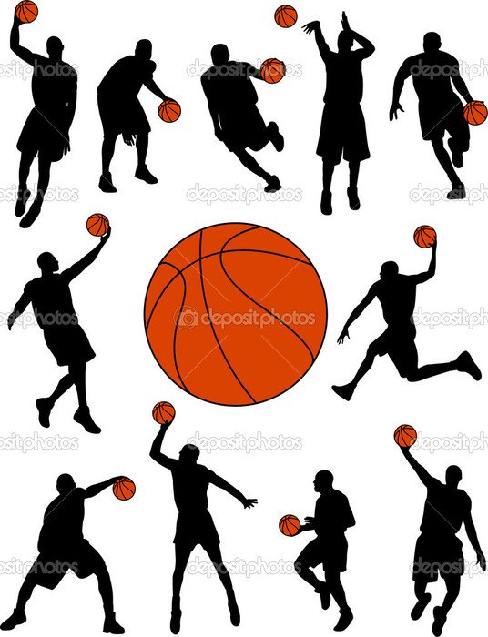 Basketball Players Silhouettes Stock Illustration