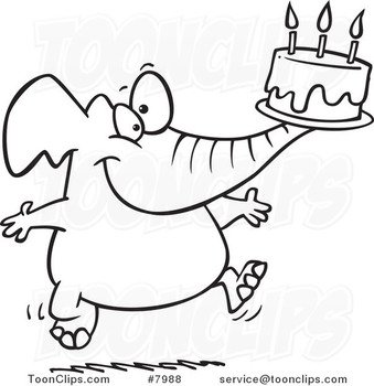 Black And White Birthday Cake Clip Art N14