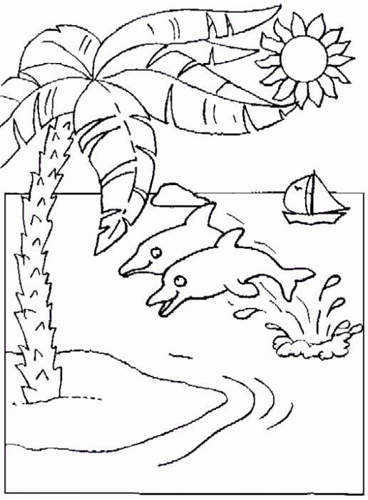 Palm Tree Coloring Book Page