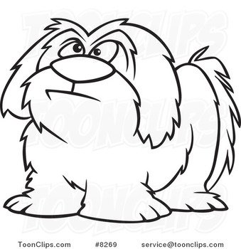 Cartoon Black And White Shaggy Dogs