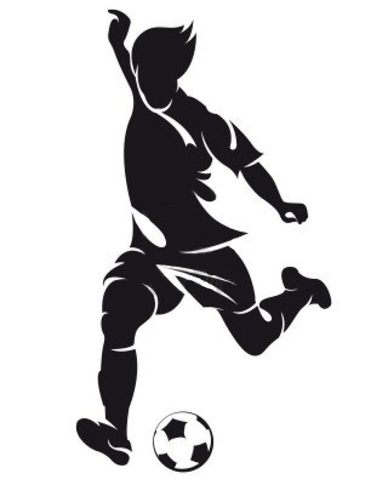 silhouette of a soccer player with a ball as graphic illustration