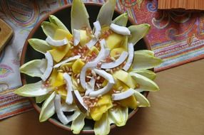 salad chicory coconut mango