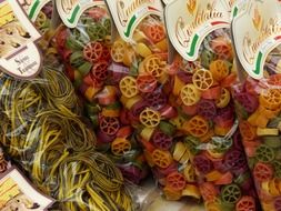 variety of colorful pasta