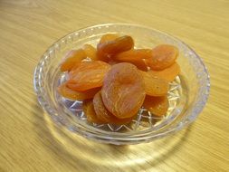 Dried apricots on the plate