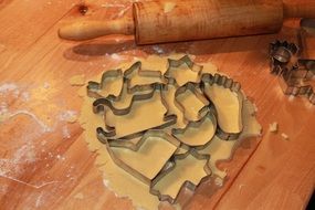 dough and cookie cutters