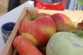 fruits and vegetables on market stand