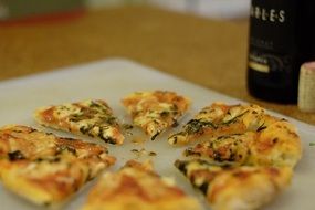 pizza with cheese on a blurred background