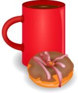 red mug and doughnut