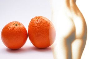 orange and Nude female silhouette