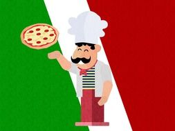 clipart of the italian pizza and chef