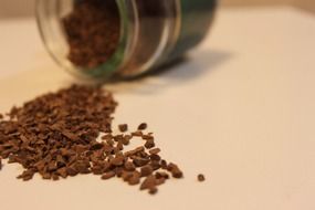 coffee granules in a transparent jar