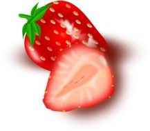 ripe shiny strawberries in a cut as a graphic image