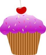 yummy cupcake with purple cream and cherry on it as an illustration