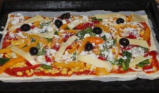 pizza with cheese and olives