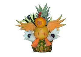 yellow bird, fruit figure