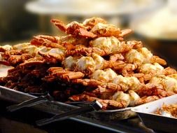 Delicious roasted crab on the market in Taiwan