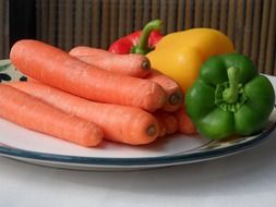 pepper and carrots on a plate