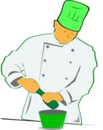 clipart,painted chef with green cup and plate