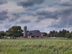 country house in field