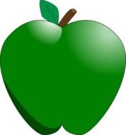 painted green apple on white background