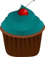 blue cream cupcake, illustration