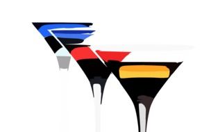 colorful cocktails in glasses, drawing