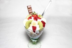 fruit dessert with whipped cream