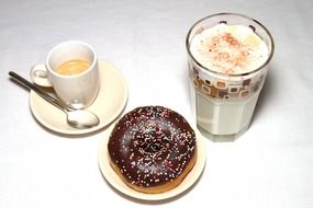 coffee with donut on the table