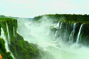 gorgeous IguazÃº Falls on green rocks, brazil