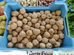 delicious nuts in market close