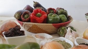 raw vegetables and spices on table