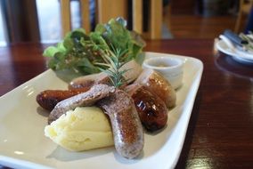 Delicious kransky sausages and mashed potatoes