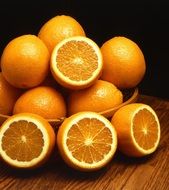 ripe oranges in a bowl