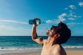 thirsty man drinking water