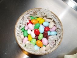 deep plate with lots of candy