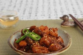 delicious asian chicken in sweet and sour sauce