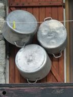 Old metal aluminium pots