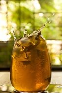 ice cube fresh splash in glass