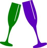 green and purple champagne glasses