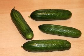 four green cucumbers