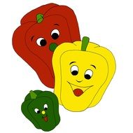 Red,yellow and green paprikas clipart