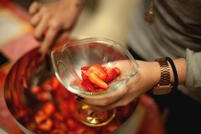 strawberries in a glass bowl