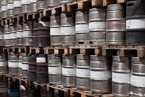 metal barrels of beer