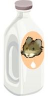 plastic milk bottle with a mouse drawing