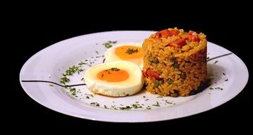 rice and eggs delicious food on plate