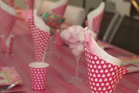 birthday party with pink decorations